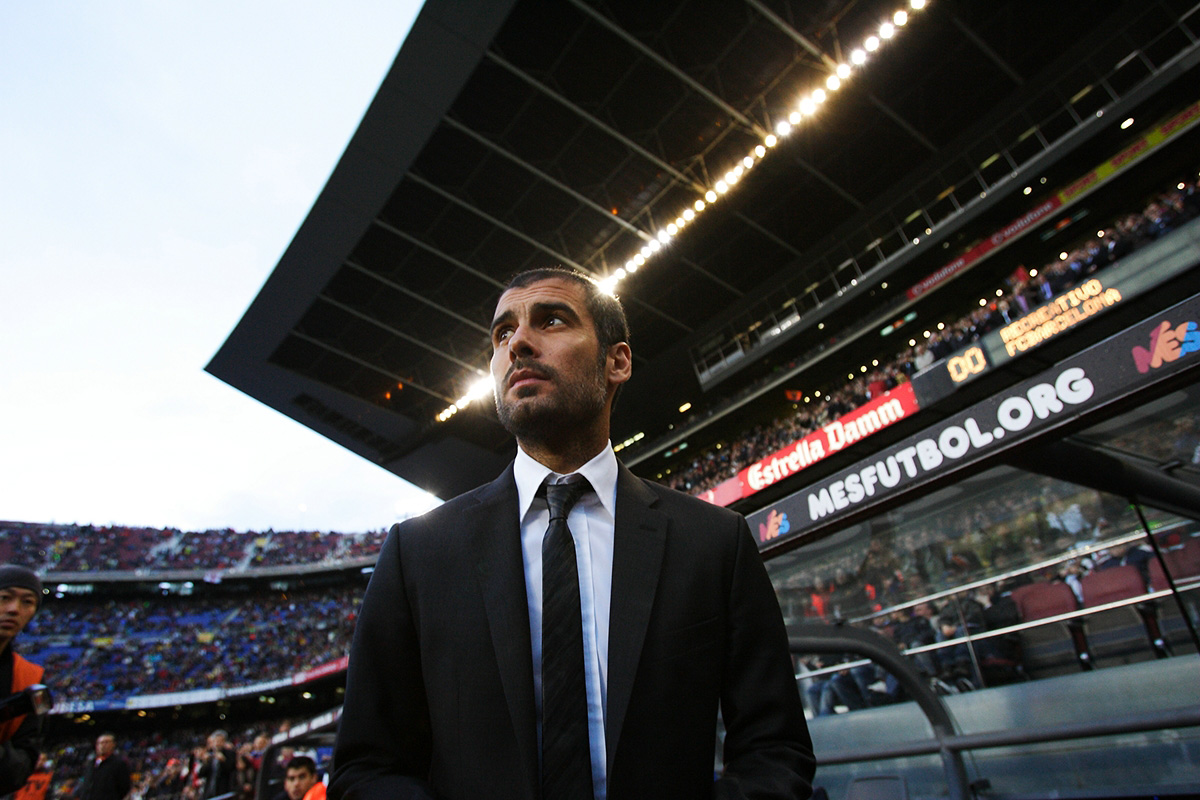 APRIL 11, 2009 - Football : Manager Josep Guardiola of FC Barcelona during the La Liga match between Barcelona and Recreativo Huelva at the Camp Nou Stadium on April 11, 2009 in Barcelona, Spain. Barcelona won the match 2-0. (Photo by Tsutomu Takasu)